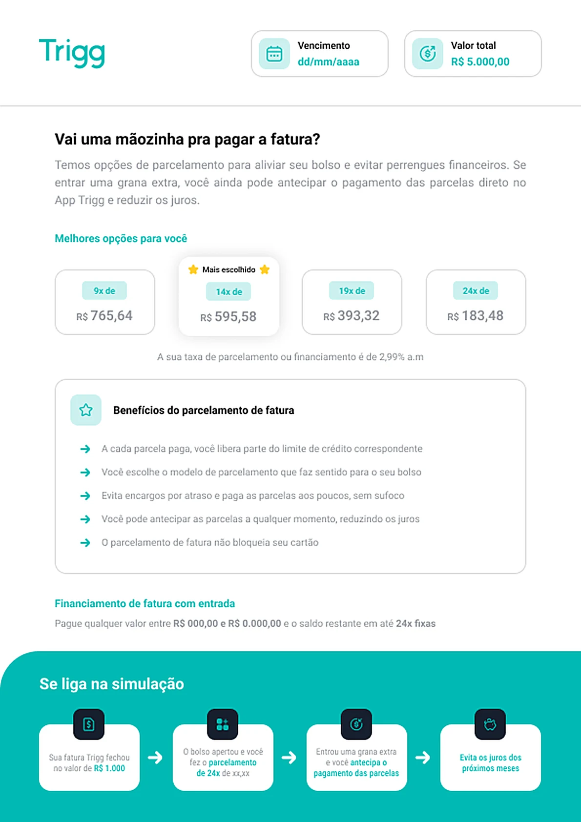 Página de parcelamento da fatura