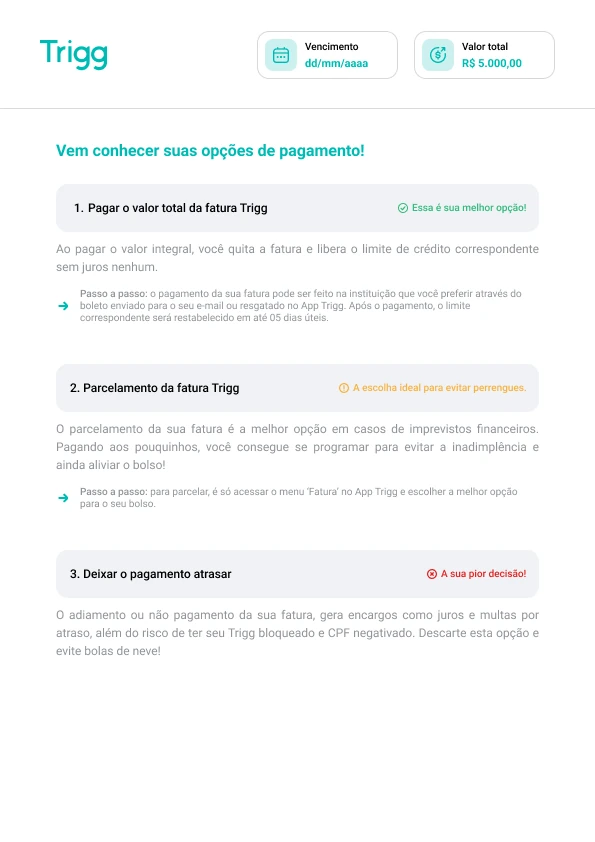 Página 5: opções de pagamento