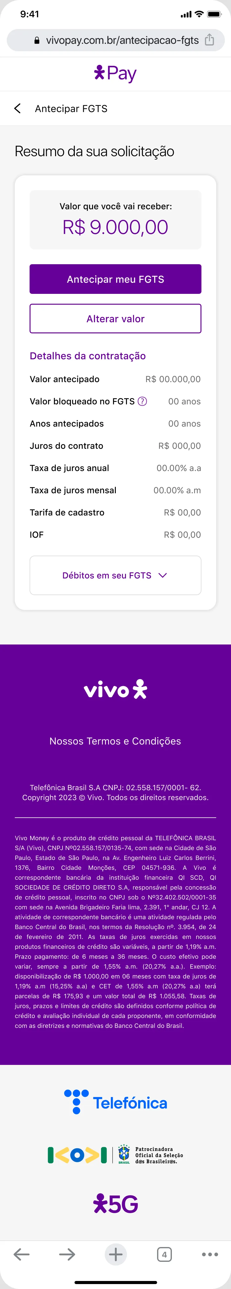 Resumo da solicitação