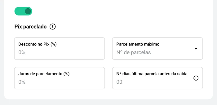 Configuração do Pix parcelado
