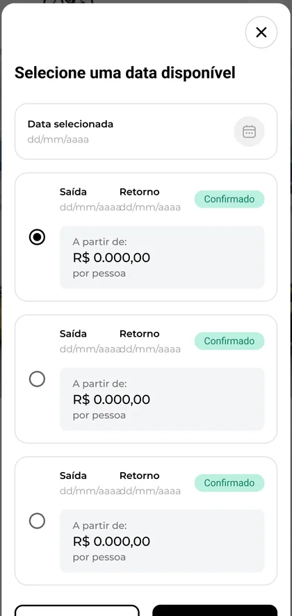 Seleção de data de saída