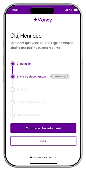 Retomada na etapa de documentos